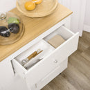Credenza Buffet 117x35x80 cm con 2 Cassetti e 2 Armadietti in Legno Bianco e color Legno      