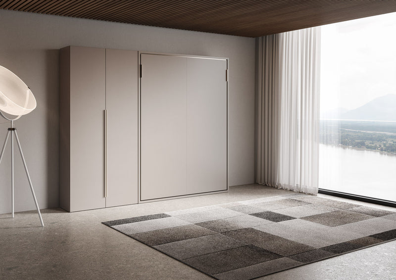 Letto Matrimoniale A Scomparsa 160 Versia Con Armadio Sx 2 Ante Argilla      