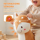 Cavallo a Dondolo per Bambini 1-3 Anni 60x32x49 cm a Forma di Cerbiatto Maculato con Suoni Realistici in Legno e Peluche Marrone Rossiccio      