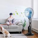 Ventilatore Nebulizzatore 90W a 4 Ruote con Serbatoio 2.8L e 4 Velocità 44,5x38,5x120 cm in Metallo PE e ABS Nero