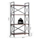 Libreria Scaffalatura a 4 Ripiani in Acciaio e Legno 80x40x160 cm 