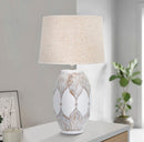 Lampada da Tavolo Ovale Atene 38x67x38 cm in Poliresina Bianco/Marrone