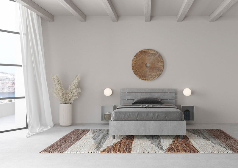 Letto 1 Piazza e Mezzo Testata Doghe Inclinata Ankel Grigio Varie Misure