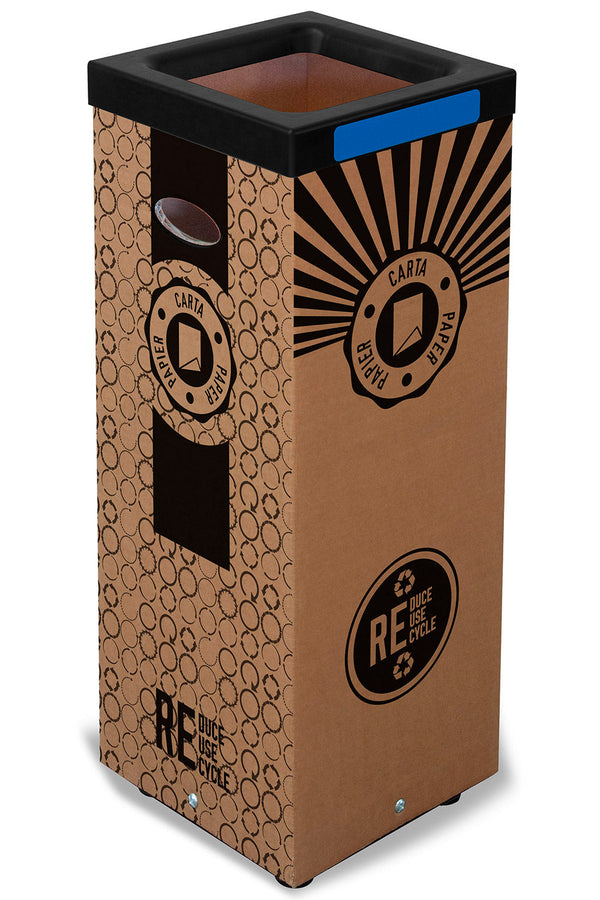 Pattumiera Per Raccolta Rifiuti 38x38xh80 cm in Cartone Con Stampa Grafica Carta Beige acquista