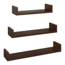 Set 3 Mensole da Parete 60-50-40x15,5x8 cm in Fibra di Legno Calamita Wengè