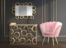 Poltrona Vienna Rosa 85x70x88 cm Spugna e Tessuto e Metallo Rosa e Oro