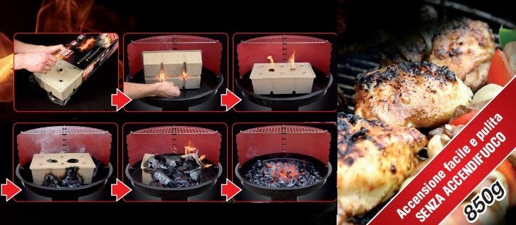 Kit accendifuoco ecologico senza additivi carbone 850 gr