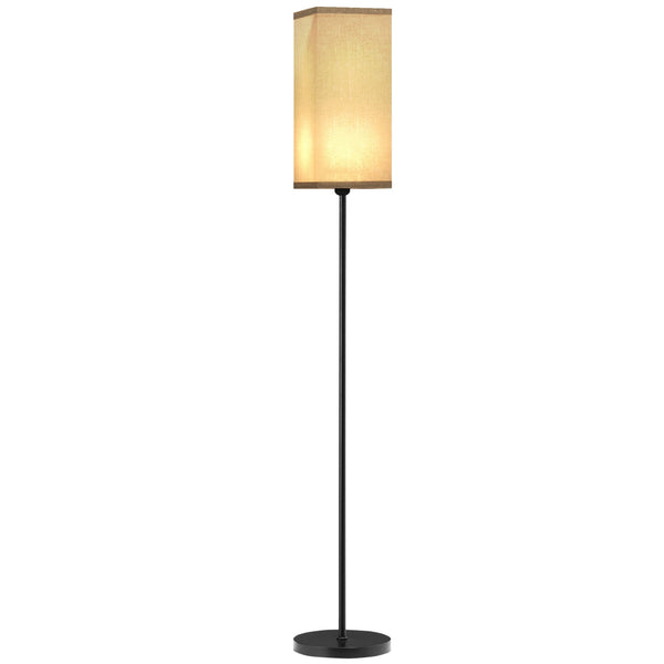 Lampada da Terra 40W con Interruttore a Pedale Ø25x161.5 cm Paralume in Tessuto Effetto Lino Nero e Beige prezzo