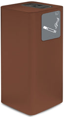 Posacenere da Esterno 30x30xh65 cm In Acciaio Verniciato con Vaschetta Superiore Marrone Seconda Scelta