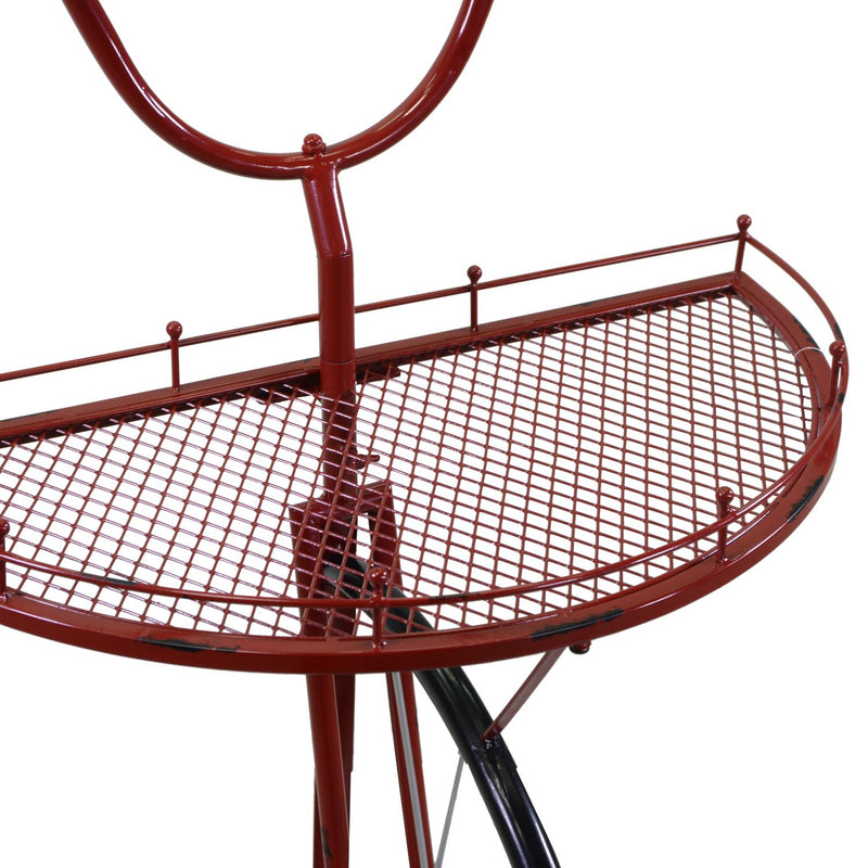 Mensola d’Arredo a Forma di Bicicletta 64x33/38xh81/115 cm in Metallo Rosso