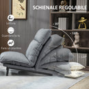 Poltrona Relax Reclinabile con Pouf Poggiapiedi 74x100x94 cm in Tessuto Grigio Chiaro