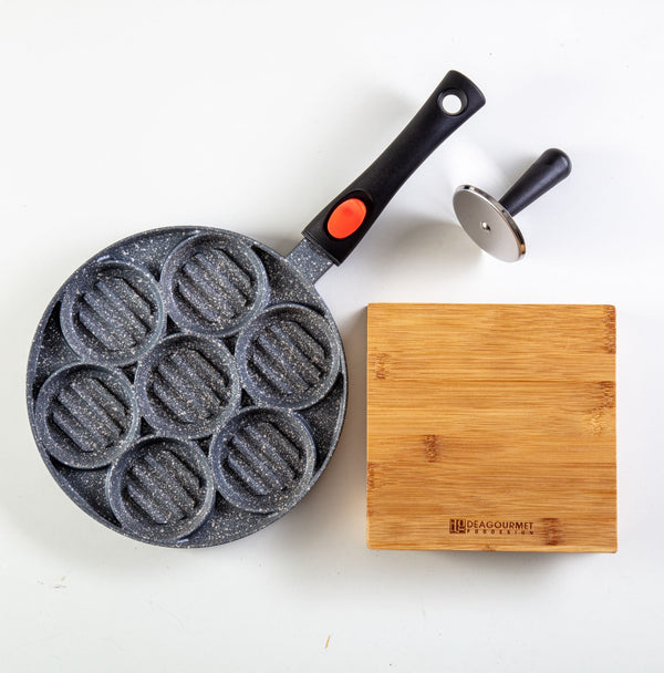 Piastra per 7 Hamburger con Tagliere in Legno 20x20x4 cm online