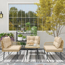 Set Salotto da Giardino 2 Divani Poltrona Angolare e Tavolino in Vetro in Rattan Colore Legno  