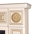 Camino Elettrico da Pavimento 87x110x30 cm Effetto Fiamma 1500W Latifa & Lorance Avorio