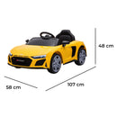 Macchina Elettrica per Bambini 12V Licenza Ufficiale Audi R8 New Spyder con Telecomando e Sedile in pelle Giallo