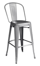 Sgabello Alto con Schienale 49x52x114 cm in Lamiera Galvanizzata Silver