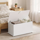 Cassapanca Contenitore Portascarpe 80x40x45 cm con Coperchio di Sicurezza e Fondoletto in Truciolato Bianco      