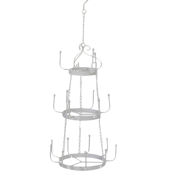 sconto Portatazze da Soffitto 3 Piani Ø30xh74,5 cm in Ferro Bianco