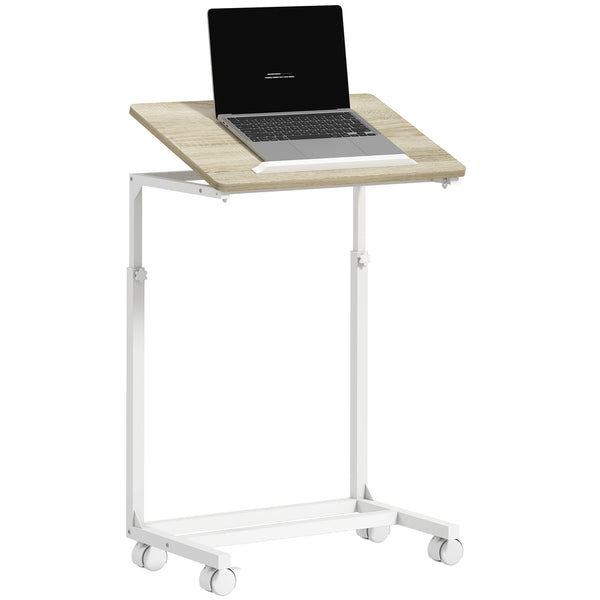 Tavolino da Lavoro Regolabile 55x36x62,5-82,5 cm con Piano Inclinabile in Legno e Metallo Bianco e Rovere prezzo
