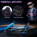 Go Kart Elettrico per Bambini 24V 13km/h Schienale Alto e Cintura di Sicurezza Blu e Nero  
