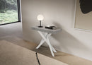 Consolle Allungabile 90-196x40x77 cm Saki Small Cemento Gambe Bianche 
