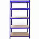 Set 3 Scaffali 5 Ripiani ad Incastro 90x50x180 cm e Martello Piani in MDF Struttura in Acciaio Blu