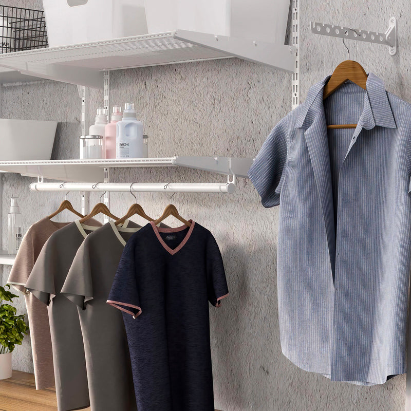 Set 2 Barre Appendiabiti per Armadio Ø27x81,5 cm in Acciaio Emuca Bianco