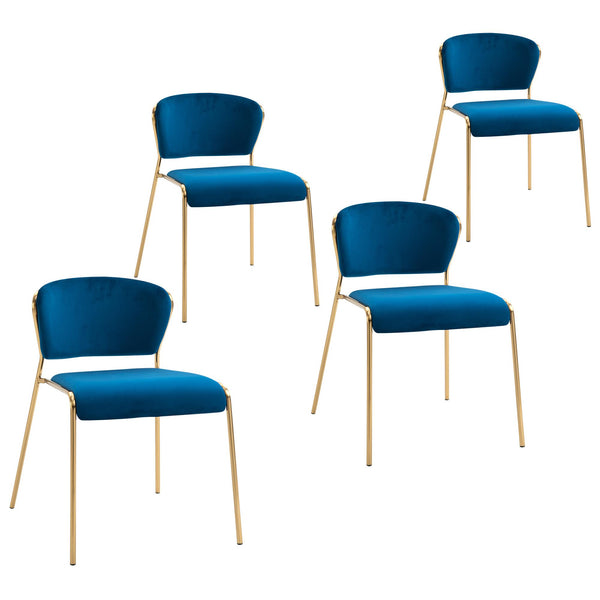 online Set mit 4 Stühlen aus Metall und blauem Polyester