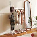 Appendiabiti da Terra 86x43x171 cm Portata 9 kg con Ruote 5 Ganci e Ripiano Inferiore Porta Scarpe in Metallo Bianco      