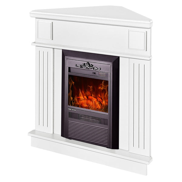 prezzo Camino Elettrico da Pavimento ad Angolo 100x100x50 cm Effetto Fiamma 2000W Marina & Cristina Bianco
