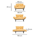 Divano letto Nitta bordeaux 190x70 cm braccioli reclinabili