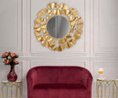 Specchio Foglie Oro Ø81x2,5 cm in Ferro Oro