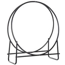 Porta Legna Design Cerchio da Interno in Ferro Nero 102x40x114 cm 