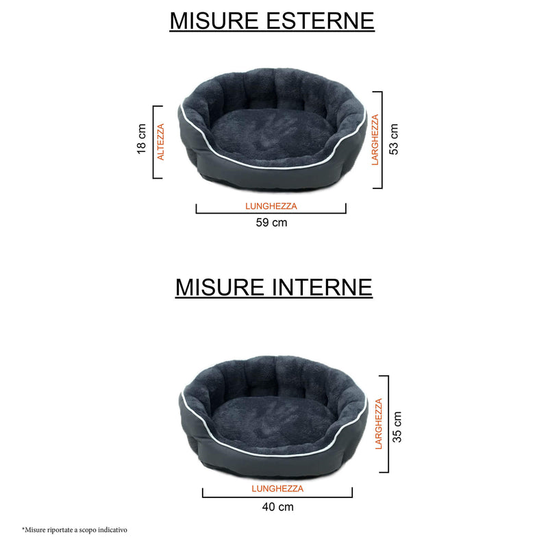 Cuccia Imbottita per Cani e Gatti in Poliestere Coccole Grigio Scuro