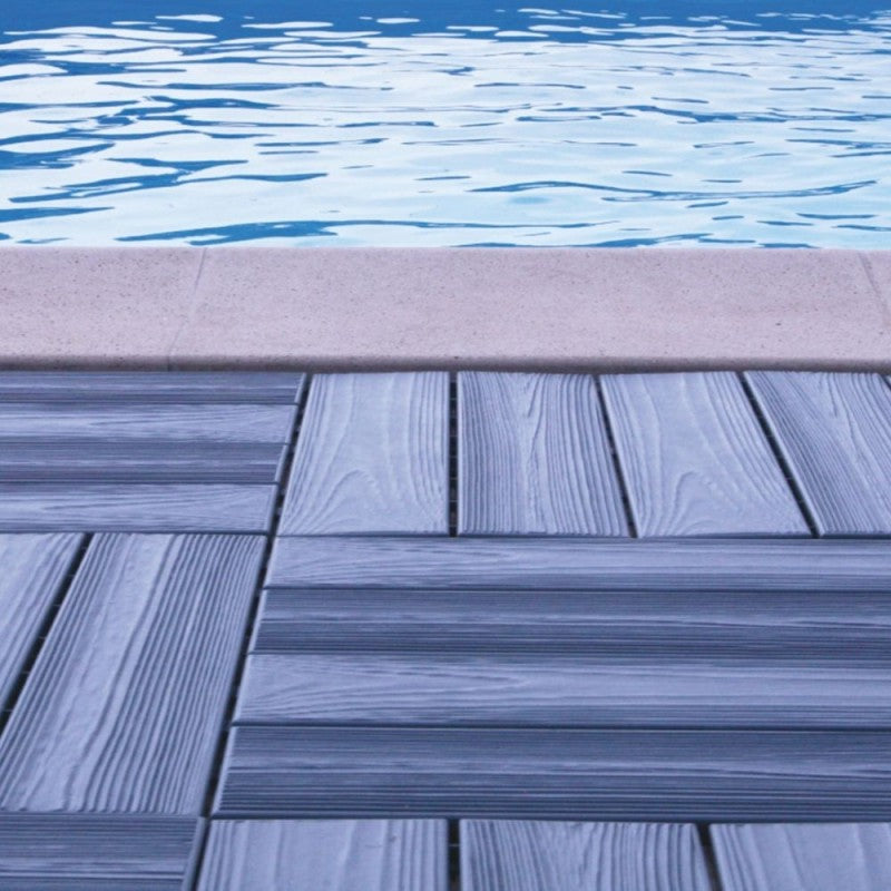 Set 14 Piastrelle Autobloccanti in Plastica Effetto Legno 37,7 x 18,6 cm da Interno o Esterno 