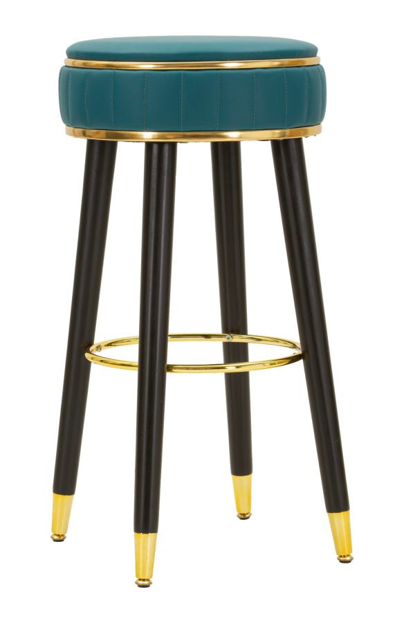Sgabello Bar London Verde Ø38x75 cm in Pino e MDF e Spugna e Metallo e PU sconto