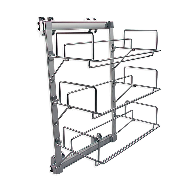 Porta Scarpe Estraibile per Armadio 3 Ripiani in Acciaio e Plastica Emuca Grigio Metallizzato