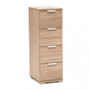 Cassettiera 4 Cassetti Naturale 27x38x85 h cm in Truciolare bilaminato Marrone chiaro
