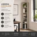 Libreria Angolare 34x34x161 cm Scaffale Salvaspazio 5 Ripiani in Legno Sabbia     