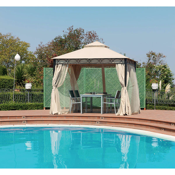 Gartenpavillon aus Eisen 3x3xH2,90m Rama Giunone Ecru online