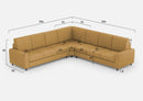 Divano Angolare 7 Posti 286x286x85 cm Sakar in Tessuto Ocra