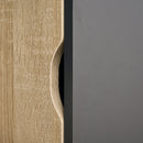 Credenza Moderna da Cucina 110x41,5x180 cm con Armadietto Cassetto e Porta Calici in MDF Legno Naturale e Grigio