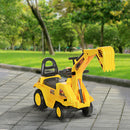 Escavatore Cavalcabile per Bambini 18-48 Mesi con Benna e Spazio di Archiviazione Clacson Volante Giallo      