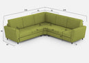 Divano Angolare 5 Posti 248x248x85 cm Yasel in Tessuto Verde