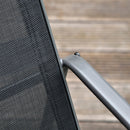 Set Salotto da Giardino Divano 2 Poltrone e Tavolino in Metallo e Textilene Nero