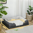 Cuccia Imbottita per Cani Taglia Media con Cuscino Rimovibile Lavabile 90x69x21cm Grigio Carbone 