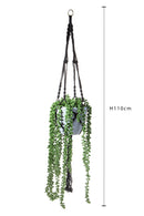 Pianta Artificiale Sedum con Pot da Appendere Ø 14 H 110 cm 