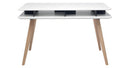 Tavolo Rettangolare con Vano Porta Oggetti 120x70x75 cm in MDF e Legno Bianco/Faggio
