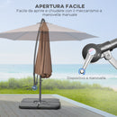 Ombrellone Decentrato Ø292x247 cm con Base a Croce Riempibile e Copertura Caffè   
