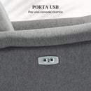 Poltrona Relax Reclinabile 150° con Poggiapiedi 77x91x106 cm in Tessuto Effetto Lino Grigio Scuro 